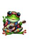 Guitarist Frog Sticker Car, Motorcycle, Helmet, Laptop, Glass Sticker 13X11 cm