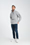 Men's Gray Unisex Oversize Cotton Inner Fleece Standing Collar Kangaroo 3 Pocket Sweatshirt - 8