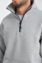 Men's Gray Unisex Oversize Cotton Inner Fleece Standing Collar Kangaroo 3 Pocket Sweatshirt - 5