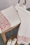 2-Piece Hand/Face Towels with Embossed Border & Tassels - High Water Absorbent - 50X85 cm - Coral - 4