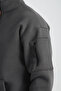 Men's Smoked Unisex Oversize Cotton Inner Fleece Standing Collar Kangaroo 3-Pocket Sweatshirt - 4