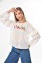 Ecru Embroidery Sequined Blouse - Ruffle Sleeve and Buttoned Neck, L Length - 3