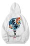 Unisex White Hooded Sweatshirt Fish pattern Back Printed