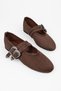 Women's Rodeo Brown Suede Buckle Detailed Ballerinas