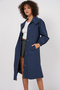 5939 Lined Long Trench Coat - Navy Blue - 3