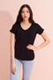 Women's Black V-Neck Wide Casual T-Shirt - 6