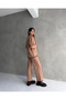 Women's Shawl Collar Buttoned Ribbed Detailed Cardigan and Wide-Legged Trousers Knitwear Top-Bottom Set Camel - 4
