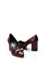 Genuine Leather Claret Red Women's Thick Heeled Shoes 019Za8069 - 5