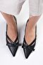 Lisa Genuine Leather Black Color Women's Low Heel Shoes - 2