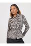 Animal Print Satin Shirt with Tie Detail