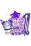Hello Kitty Kuromi 1 Year Old Purple Balloon Set - Anime Patterned Birthday Balloon - 2