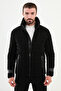 Quilted Slim Fit Fur Stand Collar Men's Coat Black - 39619.24K