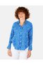 Blue Floral Print Off Shoulder Women's Shirt
