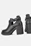 Women's Black Genuine Natural Leather 36-41 Number Thick Heeled Strap Boots & Booties - 4