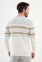 Patterned Slim Fit Crew Neck Men's Knitwear Sweater Ecru - 11513.24K - 3