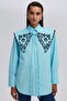 Embroidery Detail Wide Collar Shirt - 2