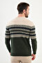 Patterned Slim Fit Crew Neck Men's Knitwear Sweater Khaki - 11513.24K - 3
