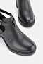 Women's Black Genuine Natural Leather 36-41 Number Thick Heeled Strap Boots & Booties - 5