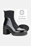 Women's Black Patent Leather Genuine Natural Leather 36-41 Number Thick Heel Boots & Booties - 3