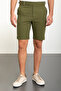 Plain Super Slim Fit Belted Linen Men's Shorts Khaki - 18106.24Y - 3