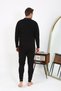 Moda Çizgi Men's Polo Collar Long Sleeve Combed Cotton Pajama Set Black 6864 - 4