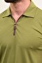 Plain Slim Fit Zippered Polo Neck Men's T-Shirt Green - 36826.24Y - 2