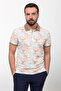 Patterned Slim Fit Polo Neck Men's T-Shirt Beige - 36797.23Y - 4