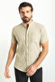 Patterned Slim Fit Judge Collar Short Sleeve Cotton Men's Shirt Stone - 37748.23Y - 3