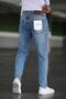 Men's Non-Lycra Boyfriend Jeans Snow Wash Medium Blue - 3