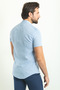 Gray Slim Fit Judge Collar Short Sleeve Linen Men's Shirt Blue - 37749.23Y - 4