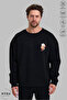 Unisex Long Sleeve Bubu Dudu Scooter Printed Crew Neck Hoodless Ribbed Oversize Sweatshirt - 4