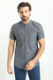 Gray Slim Fit Judge Collar Short Sleeve Linen Men's Shirt Anthracite - 37749.23Y - 3
