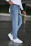 Men's Non-Lycra Boyfriend Jeans Snow Wash Medium Blue - 5