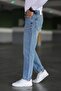 Men's Non-Lycra Boyfriend Jeans Snow Wash Medium Blue - 4