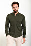 Straight Slim Fit Judge Collar Long Sleeve Men's Shirt Khaki - 37901.24Y