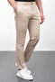 Straight Super Slim Fit Elastic Waist Drawstring Cotton Men's Trousers Beige - 38178.23Y