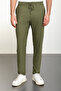 Striped Super Slim Fit Men's Trousers with Elastic Waist and Drawstring Khaki - 38252.24Y