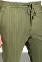 Striped Super Slim Fit Men's Trousers with Elastic Waist and Drawstring Khaki - 38252.24Y - 2