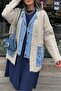 Women's Denim Garnished Large Pocket Oversize Cardigan T94121 - 3