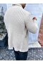 Cardigan Thick Knitted Shawl Collar Pocket Poncho Knitwear Cardigan Without Closure - 3