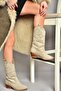 T 820088702   Tan Suede Cowboy Model Women's Boots - 4