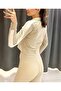 Women's Striped Modal Fabric Crop Jacket-Beige - 2