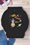 Space Themed Printed Hooded Cotton Oversize Children's Sweat Shirt