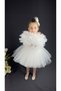 Chiffon Gown Pompom Sleeve Sequin Sequined Girls' Tutu Tutu Evening Dress White - 4