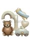 Retro Teddy Bear Airplane Police Car Rainbow Concept 1 Year Old Balloon Set Retro Concept Birthday Balloon Set - 2
