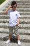 Linen Shirt Woven Trousers Belted Boys' Suit Mnk4306 White