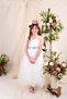 Back Gipped Tutu Skirt Girl's Satin Party Evening Dress 0340 White - 4