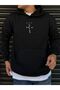 Cactus Printed Unisex Black Hooded Sweatshirt - 4