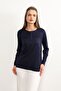 Women's Lycra Plus Size Navy Blue Mother's Combed Cotton Blouse New Season Striped Striped