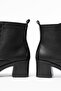5109-3025 Black Lace-Up Zippered Thick Heeled Daily Women's Boots - 5